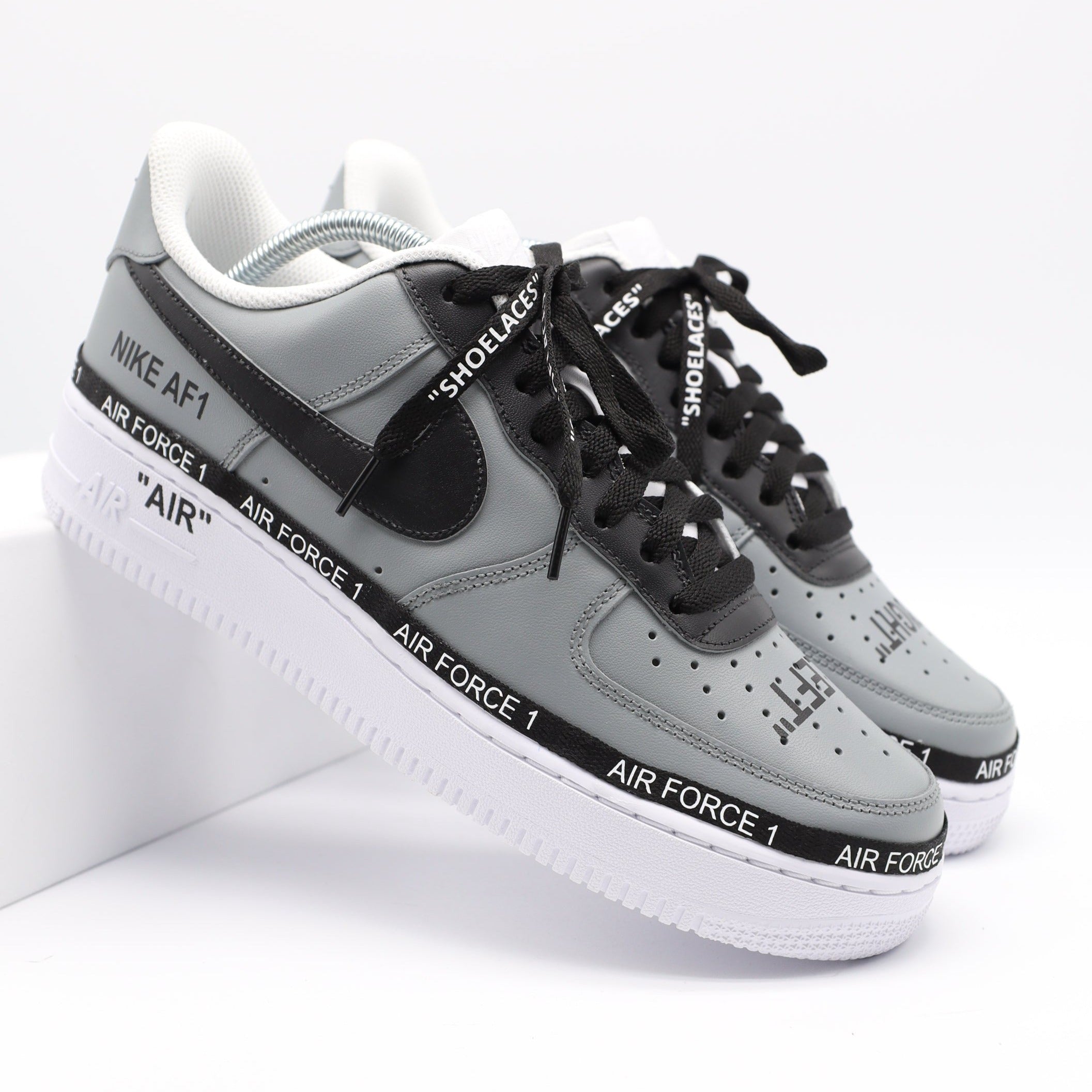 Grey and black af1 best sale